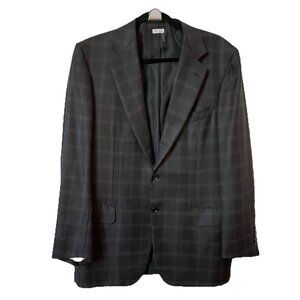 Brioni Harry Rosen Black Plaid Check Sports Coat Blazer Wool Mens 40 R Flawed